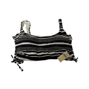 NWT Aerie Women's Scoop Striped Side Tie Bikini Top Navy White Size S